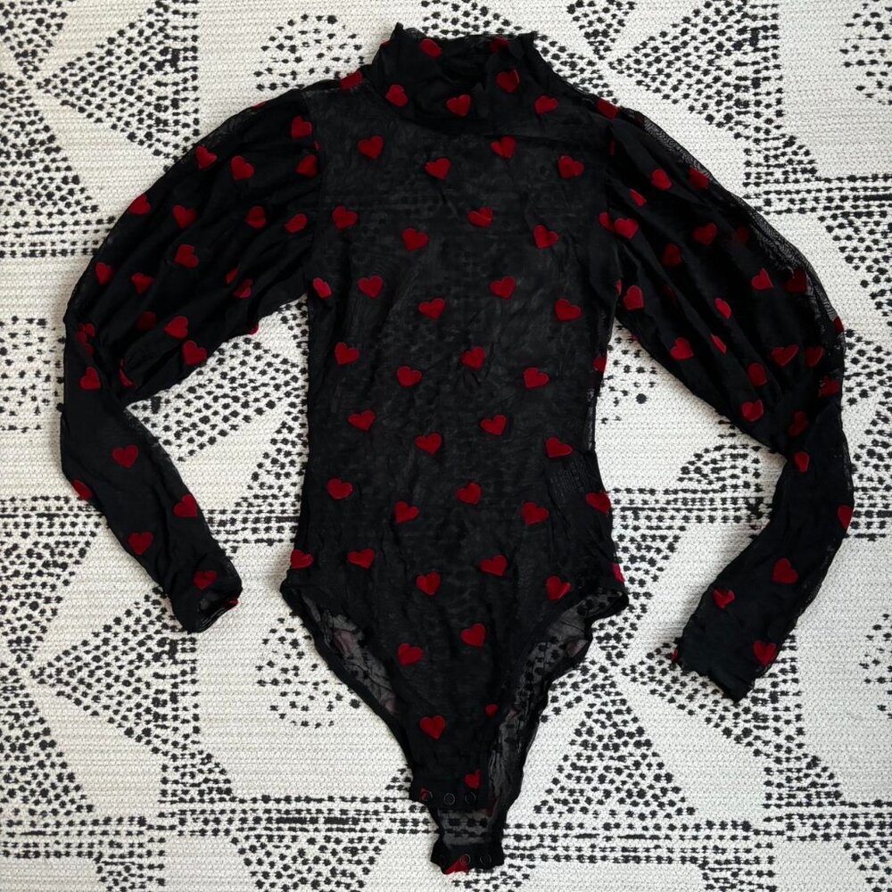 Lazy Oaf Heart Mesh Bodysuit